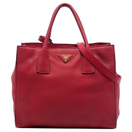 Bolsa Tote Conversível Aberta Prada Vitello Daino vermelha Vermelho