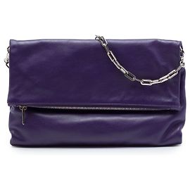 Purple Prada Soft Calf Fold Over Shoulder Bag Purple