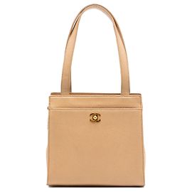 Tote Chanel CC Caviar Turn Lock Tan Cammello