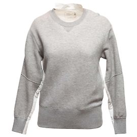 Sweatshirt Blouse Sacai Gris & Blanc Taille Designer 1 Gris