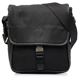 Bolsa Messenger Prada Tessuto preta com fivela Preto