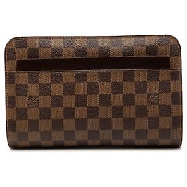 Brown Louis Vuitton Damier Ebene Saint Louis Pochette Clutch Bag Brown