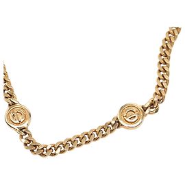 Collier à chaîne avec logo CD plaqué or Dior Gold Doré