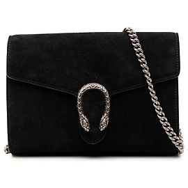 Bolsa transversal Dionysus em camurça preta Gucci com corrente Preto