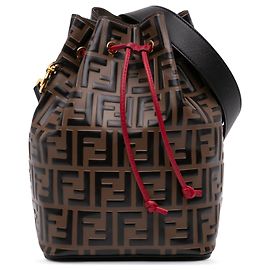 Borsa a secchiello Mon Tresor in pelle goffrata Fendi FF 1974 marrone Marrone