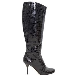 Botas altas de tacón en charol con relieve de cocodrilo negro Giuseppe Zanotti Talla 9.5 Negro