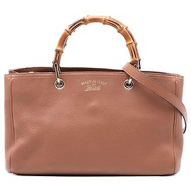 Bolsa shopper Gucci Medium em couro de vitelo bambu marrom Marrom