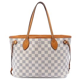 Bolso Tote Louis Vuitton Damier Azur Neverfull PM blanco Blanco