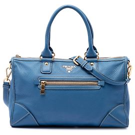 Sac à main à fermeture éclair Prada Vitello Daino bleu Bleu