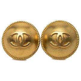 Orecchini a cerchio Chanel CC placcati oro D'oro