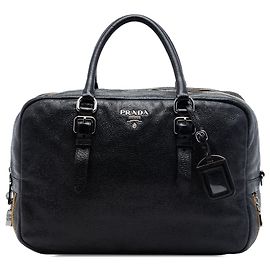 Black Prada Cervo Lux Bauletto Handbag Black