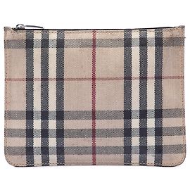 Pochette em canvas Burberry House Check bege Bege