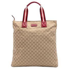 Tote verticale Gucci GG Canvas Web beige Beige