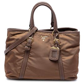 Bolsa satchel Prada Vitello Daino com acabamento em Tessuto marrom Marrom