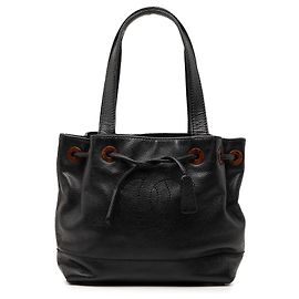 Black Chanel CC Caviar Drawstring Tote Black