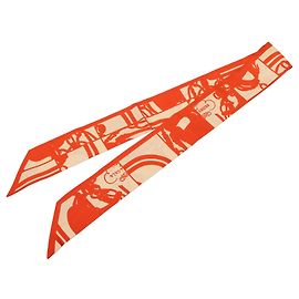 Orange Hermès Brides De Gala Shadow Seidentuch Twilly Orange