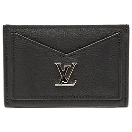 Black Louis Vuitton Calfskin Lockme Card Holder Black
