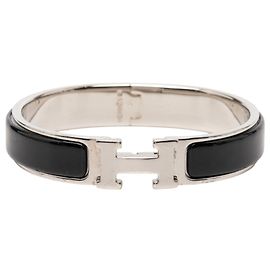 Pulsera Hermès Clic H estrecha de esmalte negro PM Negro
