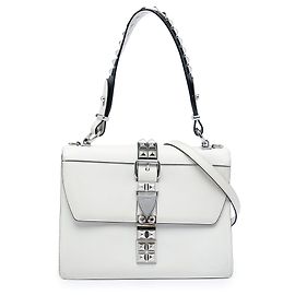 Bolsa Prada City em couro de vitelo e Saffiano com tachas branco Branco