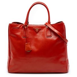 Sac à main Galleria en Saffiano Vernice de grande taille orange Prada Orange