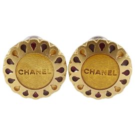 Orecchini a clip Chanel CC fiore placcati oro D'oro