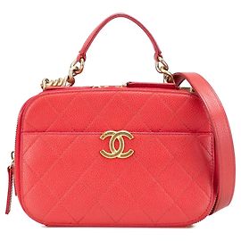 Sac à main Chanel Small Quilted Caviar Top Handle Camera Bag Satchel rouge Rouge