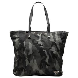 Tote Prada Tessuto Camouflage Cinza Cinza