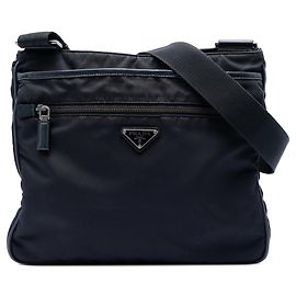Borsa a tracolla Prada Tessuto con finiture in Saffiano nero Nero