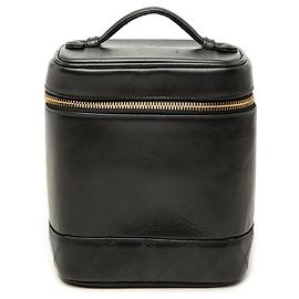 Black Chanel CC Lambskin Vanity Case Black