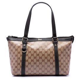 Beige Gucci GG Crystal Abbey D Ring Tote Beige
