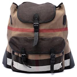Brown Burberry Mega Check Canvas Korbin Backpack Brown