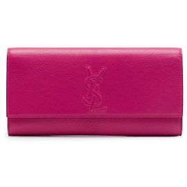 Clutch Belle De Jour em couro de bezerro texturizado Small rosa Saint Laurent Rosa