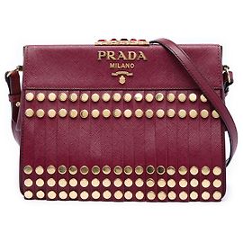 Borsa a tracolla Prada Studded Saffiano Lux Idol rossa Rosso