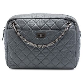 Bolsa de câmera Chanel Reissue 2.55 Large em couro de bezerro matelassê cinza Cinza
