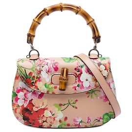 Bolsa Gucci Medium Blooms em couro de vitelo rosa com alça de bambu Rosa