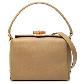 Bolsa satchel Gucci em couro de bezerro granulado bambu bege Bege