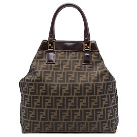 Tote de lona Zucca marrón Fendi Castaño