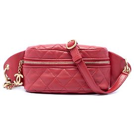 Bolso cinturón Chanel CC de piel de cordero acolchado rojo Roja