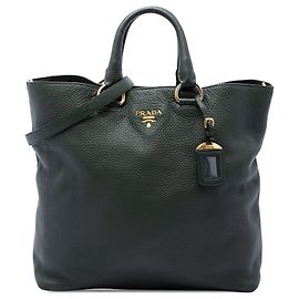 Grüner Prada Vitello Daino Open Convertible Tote Satchel Grün