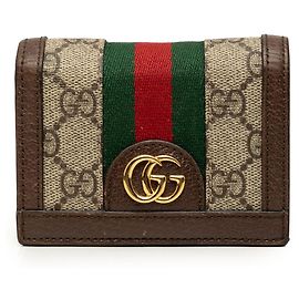 Beige Gucci GG Supreme Web Ophidia Small Wallet Beige