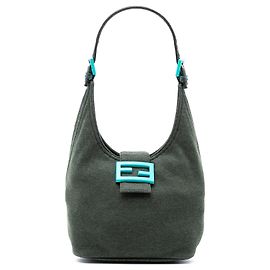 Borsa a tracolla in cotone verde Fendi Verde