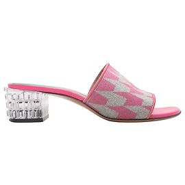 Sandales à talons Marni Glitter Houndstooth Lucite Rose et Blanc Taille 37 Rose