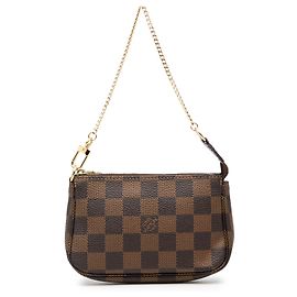 Handtasche Mini Pochette Accessoires Louis Vuitton Damier Ebene braun Braun