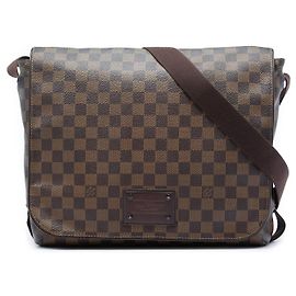 Borsa a tracolla Louis Vuitton Damier Ebene Brooklyn MM Marrone Marrone