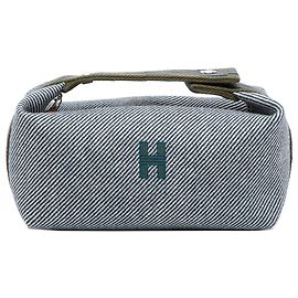Blue Hermès Small Wool Bride A Brac H Natte Case Vanity Bag Blue