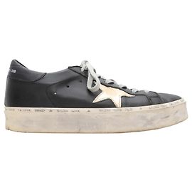 Black & White Golden Goose Platform Low-Top Sneakers Size 8 Black