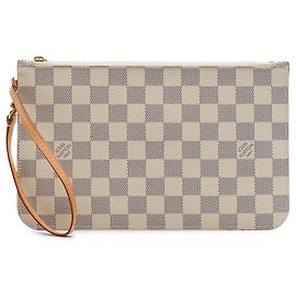 Pochette Louis Vuitton Damier Azur Neverfull MM Blanche Blanc