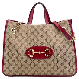 Sac cabas à chaîne Gucci Medium GG Canvas Horsebit 1955 rouge Rouge