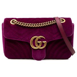 Bolsa de ombro Gucci Medium GG Marmont Matelasse em veludo roxo Roxo