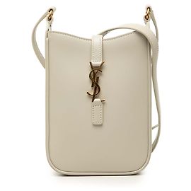 Mini bolsa transversal vertical Le 5 a 7 em couro de bezerro liso branco Saint Laurent Branco